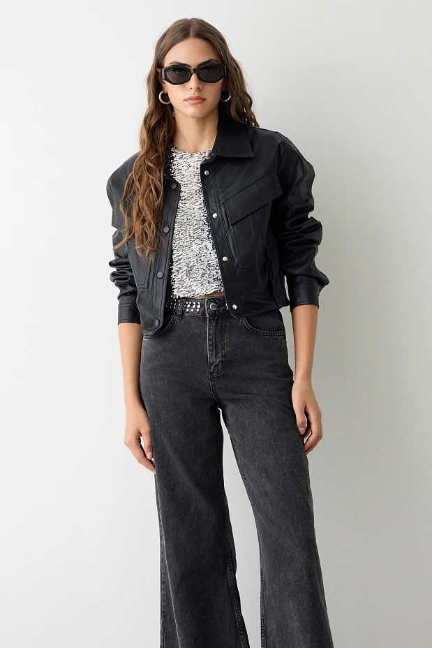 CHAQUETA ECOPIEL CORTA
