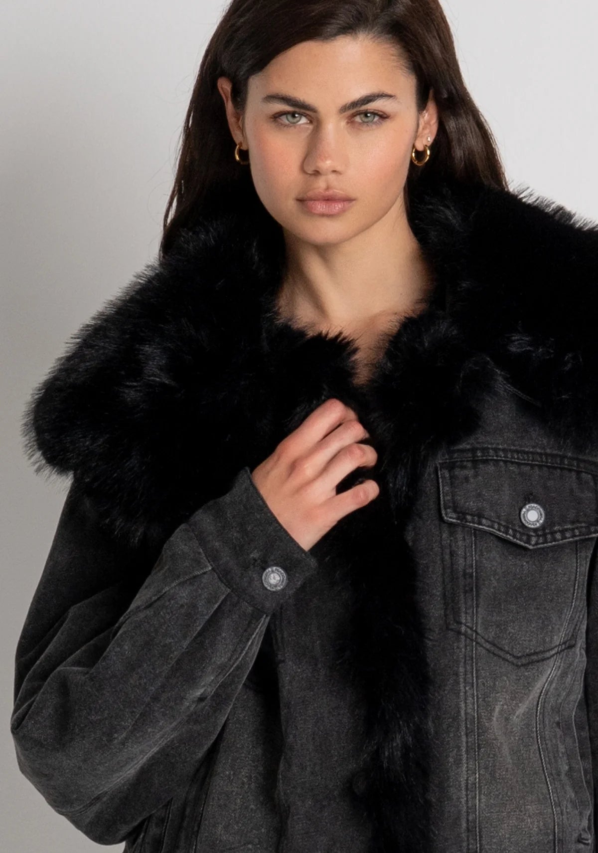 Chaqueta denim con pelo