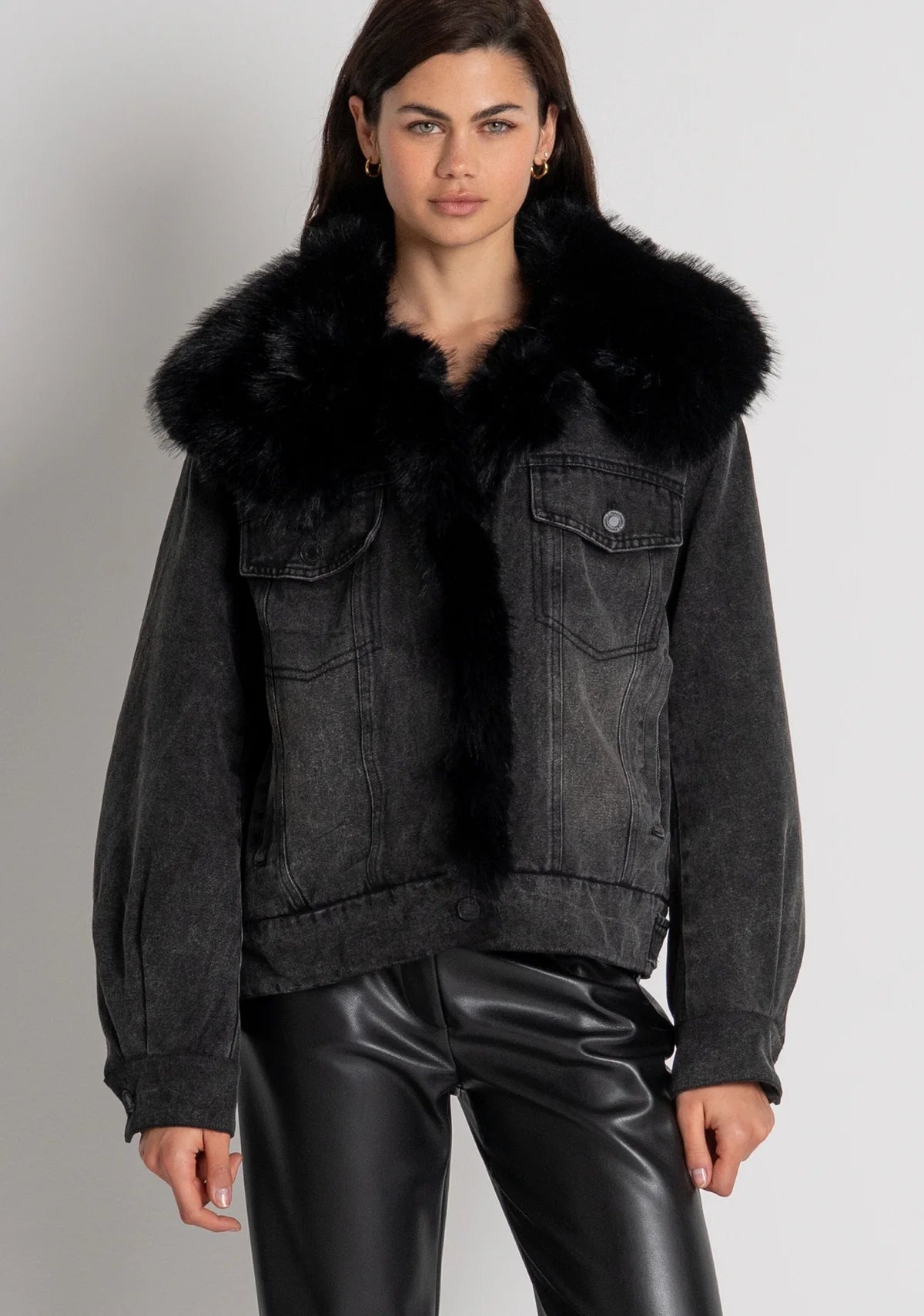 Chaqueta denim con pelo