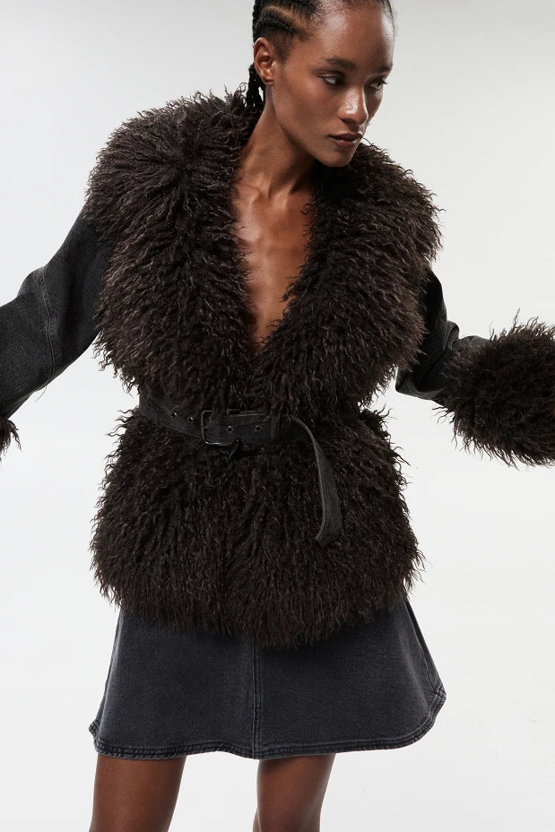 Chaqueta con pelo sintético