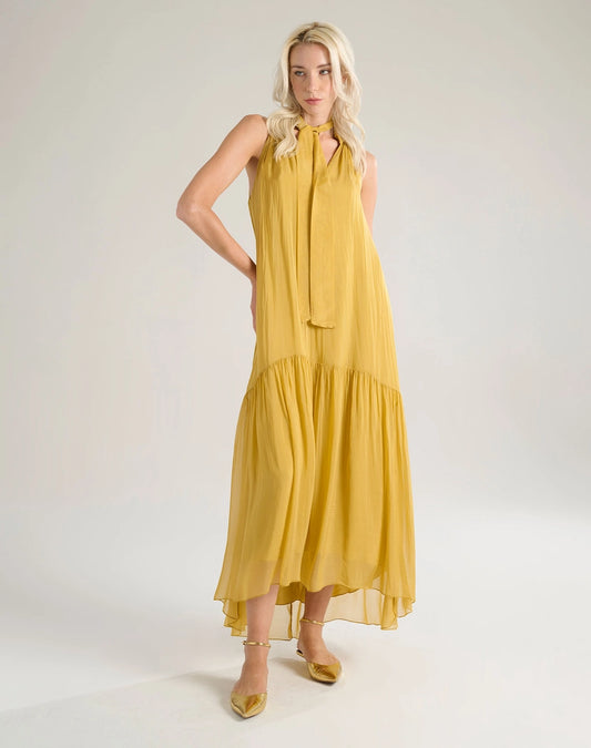 VESTIDO LARGO MOSTAZA